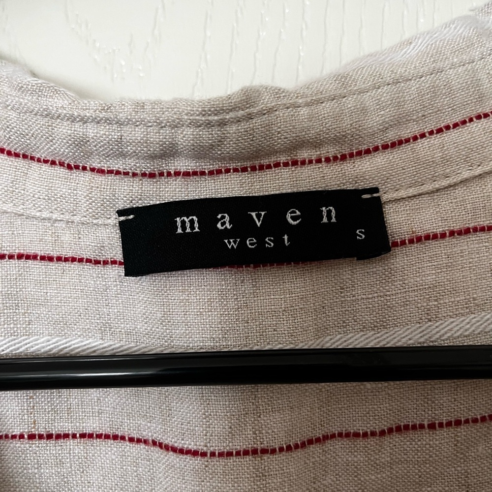 Maven West Short sleeve khaki Linen Shirt Dress Size Small - Picture 4 of 7